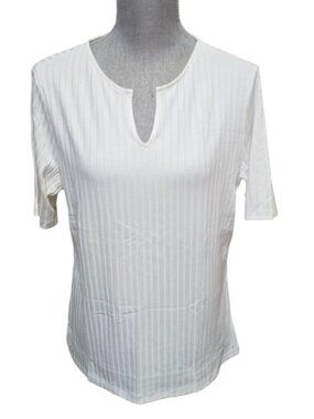 Banana Republic Women's Wide Ribbed Slip Neck Top Snow White XL NWT